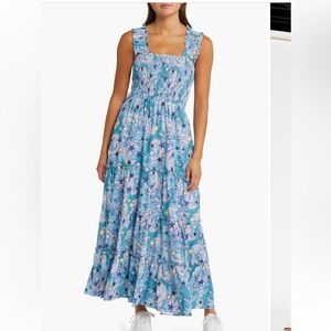 NWT Dressed in LaLa Rule Breaker Smocked Sundress Blue Star & Swirl Small $105